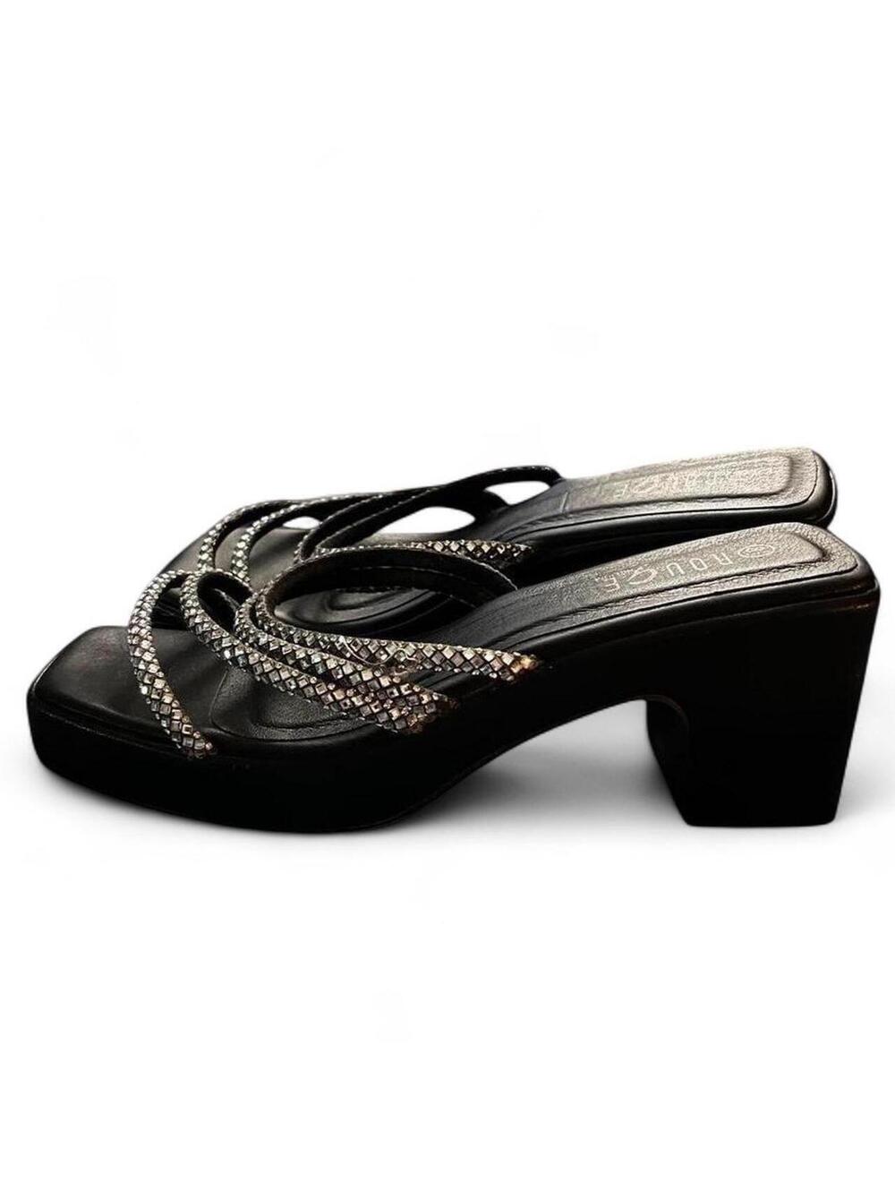 Rouge Black square-toe mule heels size 8.5
